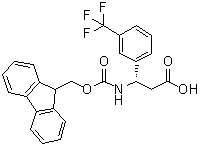 结构式 CAS# 507472-20-0, (betaS)-beta-[[(9H-芴-9-基甲氧基)羰基]氨基]-3-(三氟甲基)苯丙酸
