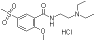 structure of CAS# 51012-33-0, Tiapride hydrochloride;N-[2-(Diethylamino)ethyl]-2-methoxy-5-(methylsulphonyl)benzamide monohydrochloride