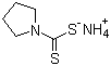 structure of CAS# 5108-96-3, Ammonium 1-pyrrolidinedithiocarbamate;1-Pyrrolidinecarbodithioic acid ammonium salt; APDC; APDTC; Ammonium tetramethylenedithiocarbamate