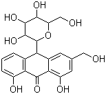 结构式 CAS# 5133-19-7, 芦荟甙; 芦荟素; 10-吡喃葡萄糖基-1,8-二羟基-3-羟甲基-9(10H)-蒽酮
