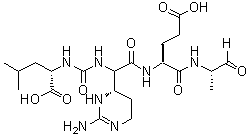 structure of CAS# 51798-45-9, Elastatinal;(2S)-2-[(4S)-2-Amino-3,4,5,6-tetrahydro-4-pyrimidinyl]-N-[[[(1S)-1-carboxy-3-methylbutyl]amino]carbonyl]glycyl-N1-[(1S)-1-methyl-2-oxoethyl]-L-glutamamide