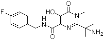 structure of CAS# 518048-03-8, 2-(1-Amino-1-methylethyl)-N-(4-fluorobenzyl)-5-hydroxy-1-methyl-6-oxo-1,6-dihydropyrimidine-4-carboxamide