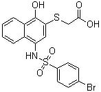 结构式 CAS# 518303-20-3, 2-((4-(4-溴苯基磺酰氨基)-1-羟基萘-2-基)硫基)乙酸