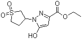 structure of CAS# 51986-04-0, 3-Ethoxycarbonyl-5-hydroxy-1-sulfolanylpyrazole;Ethyl 5-hydroxy-1-(tetrahydro-3-thienyl)-1H-pyrazole-3-carboxylate S,S-dioxide; Ethyl 1-(1,1-dioxothiolan-3-yl)-5-oxo-2H-pyrazole-3-carboxylate