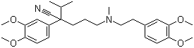 structure of CAS# 52-53-9, Verapamil;(2R)-2-(3,4-Dimethoxyphenyl)-5-{[2-(3,4-dimethoxyphenyl)ethyl](methyl)amino}-2-isopropylpentanenitrile; 5-((3,4-Dimethoxyphenethyl)methylamino)-2-(3,4-dimethoxyphenyl)-2-isopropylvaleronitrile