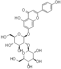 structure of CAS# 52073-83-3, Apigenin 7-O-sophoroside;7-[(2-O-beta-D-Glucopyranosyl-beta-D-glucopyranosyl)oxy]-5-hydroxy-2-(4-hydroxyphenyl)-4H-1-benzopyran-4-one; Apigenin 7-O-(beta-D-glucopyranosyl-2-glucopyranoside)