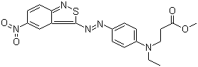 结构式 CAS# 52239-04-0, 分散蓝 148; N-乙基-N-[4-[(5-硝基-2,1-苯并异噻唑-3-基)偶氮]苯基]-beta-丙酸甲酯