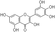 结构式 CAS# 529-44-2, 杨梅素; 杨梅苷; 杨梅甙; 3,5,7-三羟基-2-(3,4,5-三羟基苯基)-4H-1-苯并呋喃-4-酮