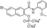 结构式 CAS# 530-79-0, 萘酚 AS-BI 磷酸二钠; 7-溴-N-(2-甲氧基苯基)-3-(磷酸氧基)萘-2-甲酰胺二钠盐