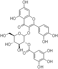结构式 CAS# 53209-27-1, 2''-O-没食子酰基金丝桃苷; 2'-O-没食子酰基金丝桃甙