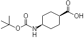 structure of CAS# 53292-90-3, cis-4-tert-Butoxycarbonylamino-1-cyclohexanecarboxylic acid;cis-4-(tert-Butoxycarbonylamino)cyclohexanecarboxylic acid; cis-4-[(tert-Butyloxycarbonyl)amino]cyclohexanecarboxylic acid; cis-4-[[[(1,1-Dimethylethyl)oxy]carbonyl]amino]cyclohexanecarboxylic acid