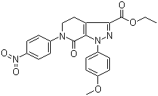 structure of CAS# 536759-91-8, 4,5,6,7-Tetrahydro-1-(4-methoxyphenyl)-6-(4-nitrophenyl)-7-oxo-1H-pyrazolo[3,4-c]pyridine-3-carboxylic acid  ethyl ester