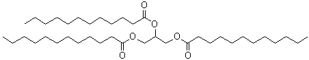 structure of CAS# 538-24-9, Glycerol trilaurate;Lauric acid triglycerin ester; Lauric triglyceride; NSC 4061; Tridodecanoin; Tridodecanoyl glycerol; Triglyceride LaLaLa; Trilaurin; Trilauroylglycerol