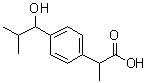 structure of CAS# 53949-53-4, 2-[4'-(1-Hydroxy-2-methylpropyl)phenyl]propionic acid;4-(1-Hydroxy-2-methylpropyl)-alpha-methylbenzeneacetic acid; 1-Hydroxyibuprofen