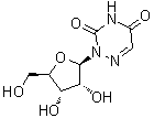 structure of CAS# 54-25-1, 6-Azauridine;2-beta-D-Ribofuranosyl-as-triazine-3,5(2H,4H)-dione; 6-AzUr; 6-Azauracil 1-riboside; 6-Azauracil-beta-D-riboside; 6-Azauridine; 6-Azuridine; NSC 32074; Rib-Azauracil; Riboazauracil