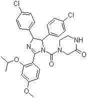 structure of CAS# 548472-68-0, Nutlin-3;4-[4,5-Bis(4-chlorophenyl)-2-(4-methoxy-2-propan-2-yloxyphenyl)-4,5-dihydroimidazole-1-carbonyl]piperazin-2-one