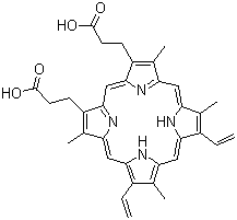 structure of CAS# 553-12-8, Protoporphyrin IX;3,7,12,17-Tetramethyl-8,13-divinyl-2,18-porphinedipropionic acid