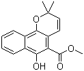 结构式 CAS# 55481-88-4, 大叶茜草素; 獐牙菜苷; 6-羟基-2,2-二甲基苯并[h]苯并吡喃-5-羧酸甲酯