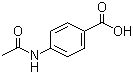 structure of CAS# 556-08-1, p-Acetylamino benzoic acid;4-(Acetylamino)benzoic acid; p-(Acetamino)benzoic acid; Acetylated PABA; N-(4-Carboxyphenyl)acetic acid amide; N-Acetyl-p-aminobenzoic acid
