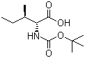 结构式 CAS# 55780-90-0, N-叔丁氧羰基-D-别异亮氨酸