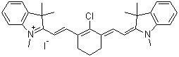 结构式 CAS# 56289-67-9, 2-[2-[2-氯-3-[(1,3-二氢-1,3,3-三甲基-2H-吲哚-2-亚基)乙亚基]-1-环戊烯-1-基]乙烯基]-1,3,3-三甲基吲哚鎓碘化物