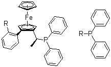 结构式 CAS# 565184-37-4, (1S)-1-[(1S)-1-(二苯基膦基)乙基]-2-[2-(二苯基膦基)苯基]二茂铁