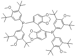 structure of CAS# 566940-03-2, (4R)-[4,4'-Bi-1,3-benzodioxole]-5,5'-diylbis[bis[3,5-bis(1,1-dimethylethyl)-4-methoxyphenyl]phosphine;(R)-(-)-DTBM-SEGPHOS; (R)-DTBM-SEGPHOS; DTBM-SEGPHOS