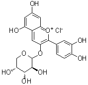 structure of CAS# 57186-11-5, Cyanidin 3-arabinoside;Cyanidin 3-O-arabinopyranoside; Cyanidin 3-arabinopyranoside