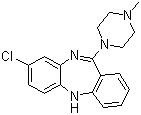 结构式 CAS# 5786-21-0, 氯氮平; 8-氯-11-(4-甲基-1-哌嗪基)-5H-二苯并[b,e][1,4]二氮杂卓