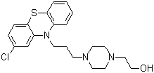 structure of CAS# 58-39-9, 1-(2-Hydroxyethyl)-4-[3-(2-chloro-10-phenothiazinyl)propyl]piperazine;2-Chloro-10-3-[1-(2-hydroxyethyl)-4-piperazinyl] propyl phenothiazine; 2-Chloro-10-[3-[4-(2-hydroxyethyl)piperazin-1-yl]propyl]phenothiazine; Chloriprozine; Chlorperphenazine; Decentan; Emesinal; Etaperazin; Etaperazine; Ethaperazine; Fentazin