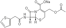 structure of CAS# 58-71-9, Cefalotin sodium;Cephalothin sodium; Sodium cephalothin; Synclotin; 7-(Thiophene-2-acetamido)cephalosporanic acid sodium salt; Monosodium (6R,7R)-3-acetoxymethyl-8-oxo-7-[2-(thiophen-2-yl)acetylamido]-5-thia-1-azabicyclo[4.2.0.]oct-2-ene-2-carboxylate
