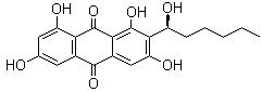 结构式 CAS# 5803-62-3, Averantin; 1,3,6,8-四羟基-2-(1-羟基己基)-蒽醌