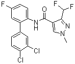 structure of CAS# 581809-46-3, Bixafen;N-(3',4'-Dichloro-5-fluoro-1,1'-biphenyl-2-yl)-3-(difluoromethyl)-1-methyl-1H-pyrazole-4-carboxamide