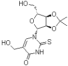 结构式 CAS# 58479-71-3, 5-(羟基甲基)-2',3'-O-(异丙亚基)-2-硫代尿苷