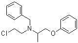 structure of CAS# 59-96-1, Phenoxybenzamine;(±)-Phenoxybenzamine; 688A; Bensylyt; Benzylyt; Dibenylin; Dibenyline; Dibenzyline; N-(2-Chloroethyl)-N-(1-methyl-2-phenoxyethyl)benzylamine