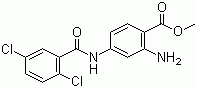 结构式 CAS# 59673-82-4, 2-氨基-4-(2,5-二氯苯甲酰胺基)苯甲酸甲酯