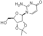 2-Amino-1-[2,3-O-(1-methylethylidene)-beta-D-ribofuranosyl]-4(1H)-pyrimidinone molecular structure (CAS 5975-05-3)