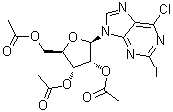 2-Iodo-6-chloro-9-(2',3',5'-tri-O-acetyl-beta-D-ribofuranosyl)purine molecular structure (CAS 5987-76-8)