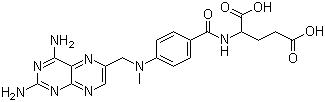 结构式 CAS# 60388-53-6, 氨甲蝶呤; N-[4-[[(2,4-二氨基-6-蝶啶基)甲基]甲氨基]苯甲酰]-DL-谷氨酸