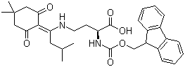 N-芴甲氧羰基-N'-[1-(4,4-二甲基-2,6-二氧代环己-1-亚基)-3-甲基丁基]-L-2,4-二氨基丁酸分子结构 (CAS 607366-21-2)