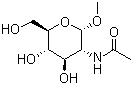 结构式 CAS# 6082-04-8, 甲基 2-乙酰氨基-2-脱氧-alpha-D-吡喃葡萄糖苷