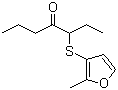 结构式 CAS# 61295-41-8, 3-(2-甲基-3-呋喃硫基)-4-庚酮; 3-[(2-甲基-3-呋喃)硫基]-4-庚酮