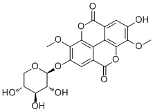 结构式 CAS# 62218-23-9, 3,3'-二-O-甲基-4-O-(beta-D-吡喃木糖基)鞣花酸