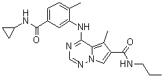 4-[[5-[(Cyclopropylamino)carbonyl]-2-methylphenyl]amino]-5-methyl-N-propylpyrrolo[2,1-f][1,2,4]triazine-6-carboxamide molecular structure (CAS 623152-17-0)