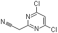 structure of CAS# 63155-43-1, 4,6-Dichloro-2-pyrimidineacetonitrile;(4,6-Dichloropyrimidin-2-yl)acetonitrile; 2-(4,6-Dichloro-2-pyrimidinyl)acetonitrile; NSC 17578