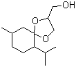 structure of CAS# 63187-91-7, 6-Isopropyl-9-methyl-1,4-dioxaspiro[4.5]decane-2-methanol;Menthone 1,2-glycerol ketal