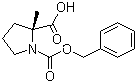结构式 CAS# 63399-74-6, N-苄氧羰基-2-甲基-D-脯氨酸