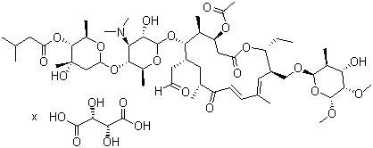 structure of CAS# 63428-13-7, Tylosin 3-acetate 4B-(3-methylbutanoate) (2R,3R)-2,3-dihydroxybutanedioate