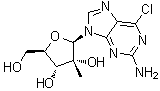 structure of CAS# 640725-74-2, 6-Chloro-9-(2-C-methyl-beta-D-ribofuranosyl)-9H-purin-2-amine