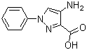 结构式 CAS# 64299-26-9, 4-氨基-1-苯基-1H-吡唑-3-甲酸